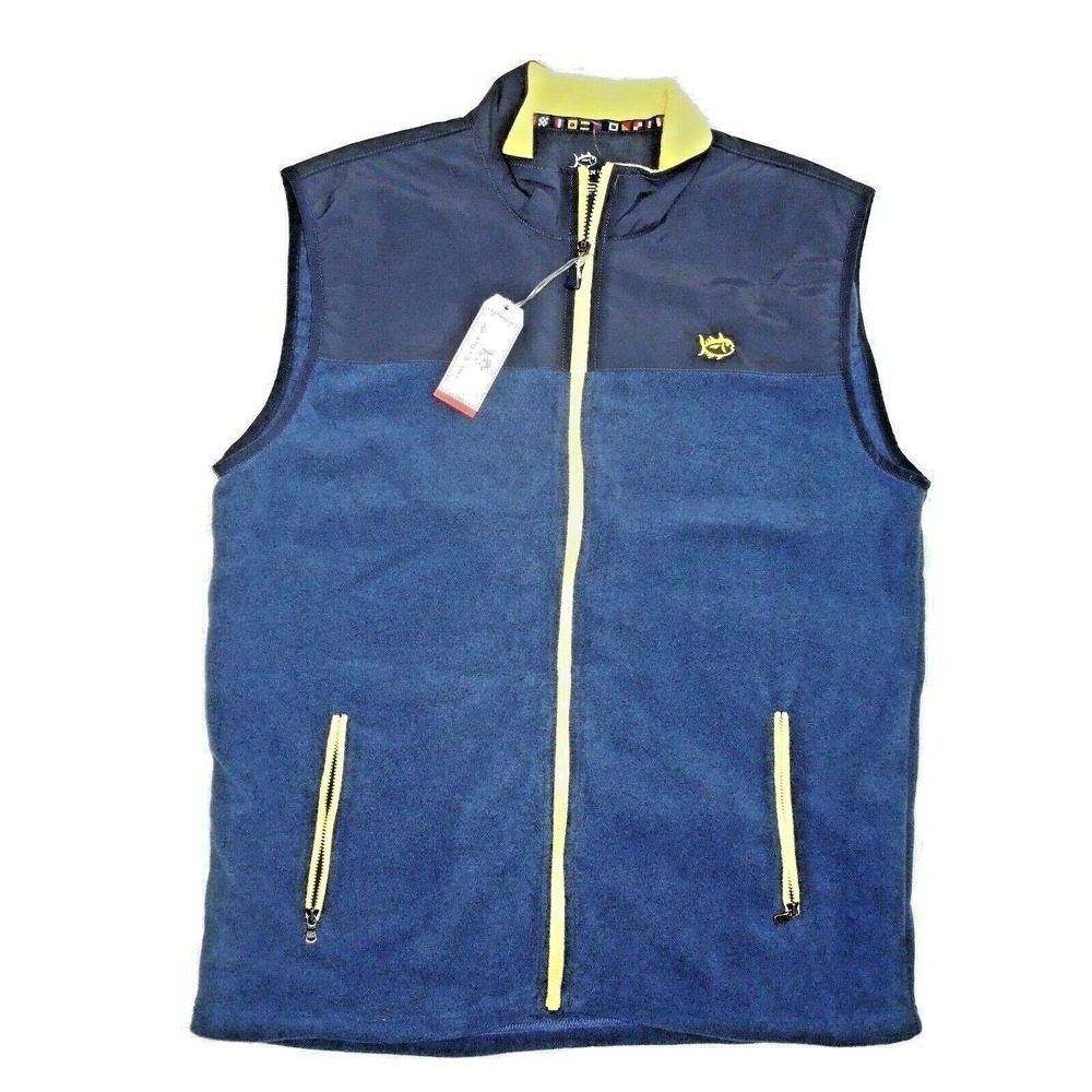 Southern Tide Cambridge True Navy Navigational fleece Vest Full Zip Size Small S